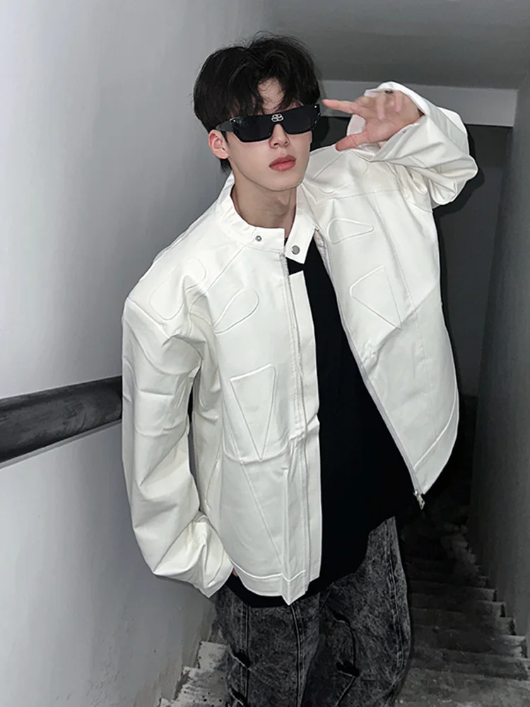 

Ретро-куртка из искусственной кожи в американском стиле для мужчин: модная, премиальная, стильная, осенняя, с воротником-стойкой, мотоциклетная куртка Cleanfit