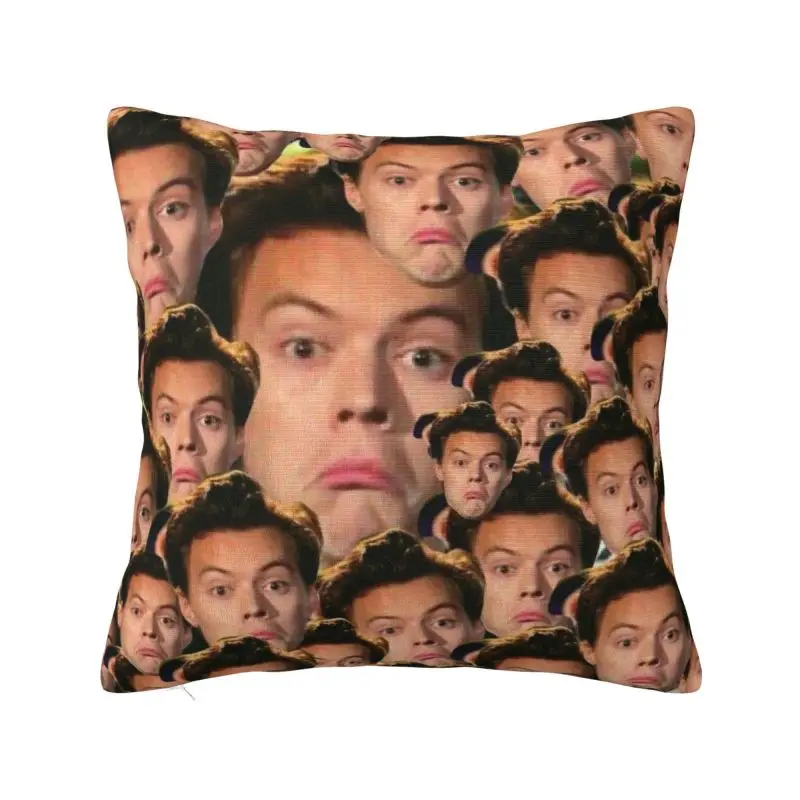 Custom Funny H-Harry Singer S-Styles Head Square Pillow Cover Decoration Cushions Throw Pillow for Sofa Double-sided Printing