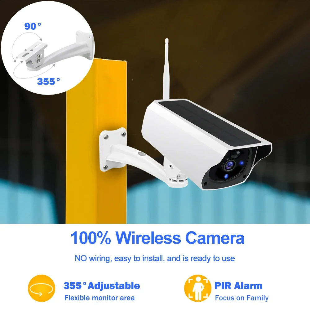 無線太陽弾丸のカメラ、屋外 WiFi 1080P 4x ズームレンズ CCTV の監視 IP のカメラ、ホーム セキュリティーの保護、電池、PIR の検出