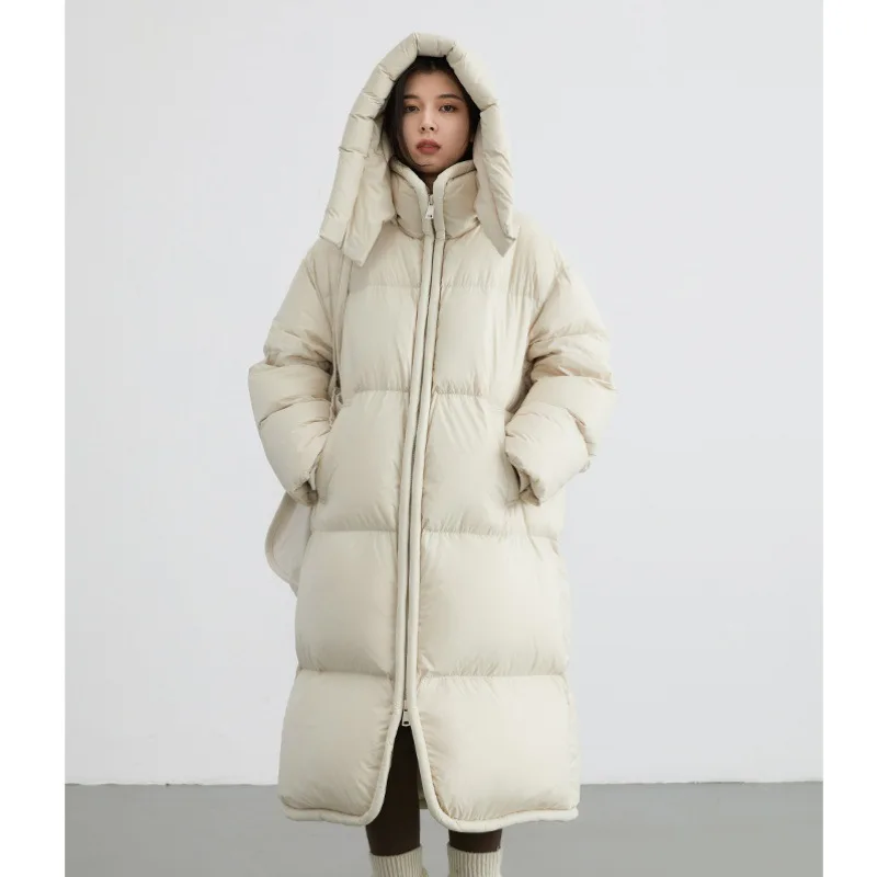 Women Knee Length Coat Parkas Coats Hooded Zipper Jackets Thick Warm Y2k Streetwear Casual Loose Elegant Jacket Autumn Winter