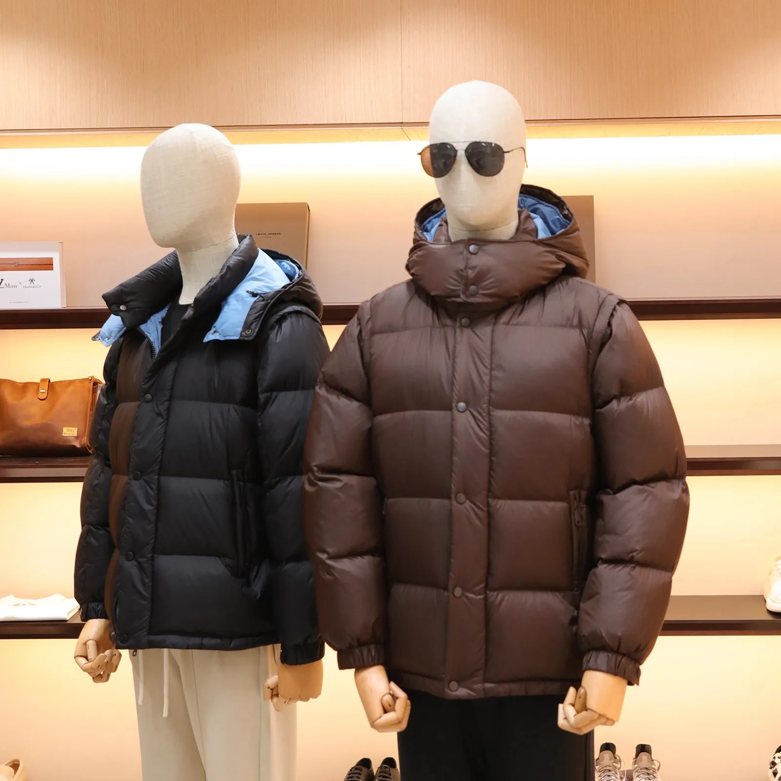 

American Sle Detachable down Vest Bla Functional Hooded Jaet Men's Winter Thiened Outdoor Windproof Warm Coat