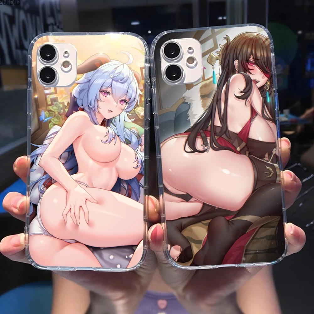 Waifu Hentai Cute Mobile Cell Phone Case for iPhone 15 14 13 12 11 X XR XS 8 Pro Max Plus Mini Clear Transparent Cover Shell