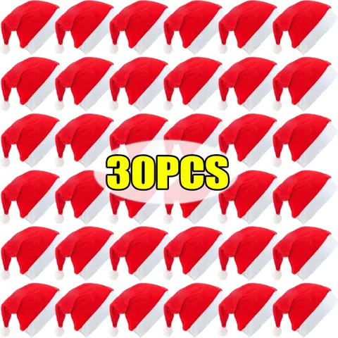 Merry Christmas Hats Non-woven Santa Claus Hats for Adults Kids Red Xmas Caps Women Men New Year Festival Party Decoration Gifts