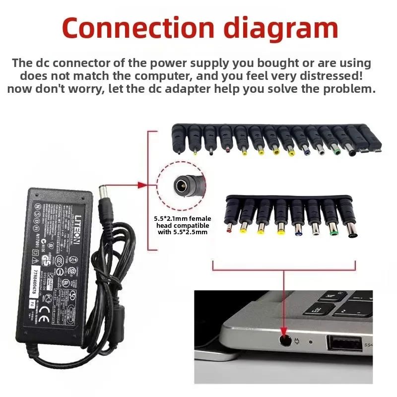 1-4PCS DC Power Adapter Male To Female Connector Round Plug Converter Laptop Power Supply Charging Cable Adapter