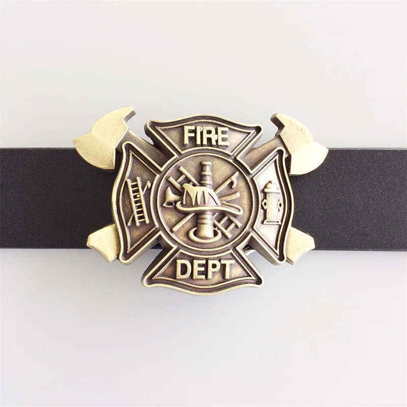 小売アンティークブロンズメッキ消防士ベルトバックル送料無料