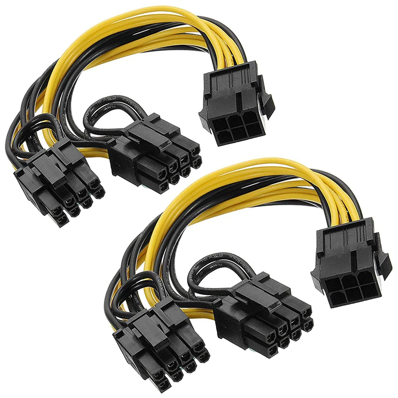 6 Pin To Dual 8 Pin Pcie Adapter Power Cables, 6 Pin To Dual Pcie 8 Pin (6+2) Image Card PCI Express Power Adapter