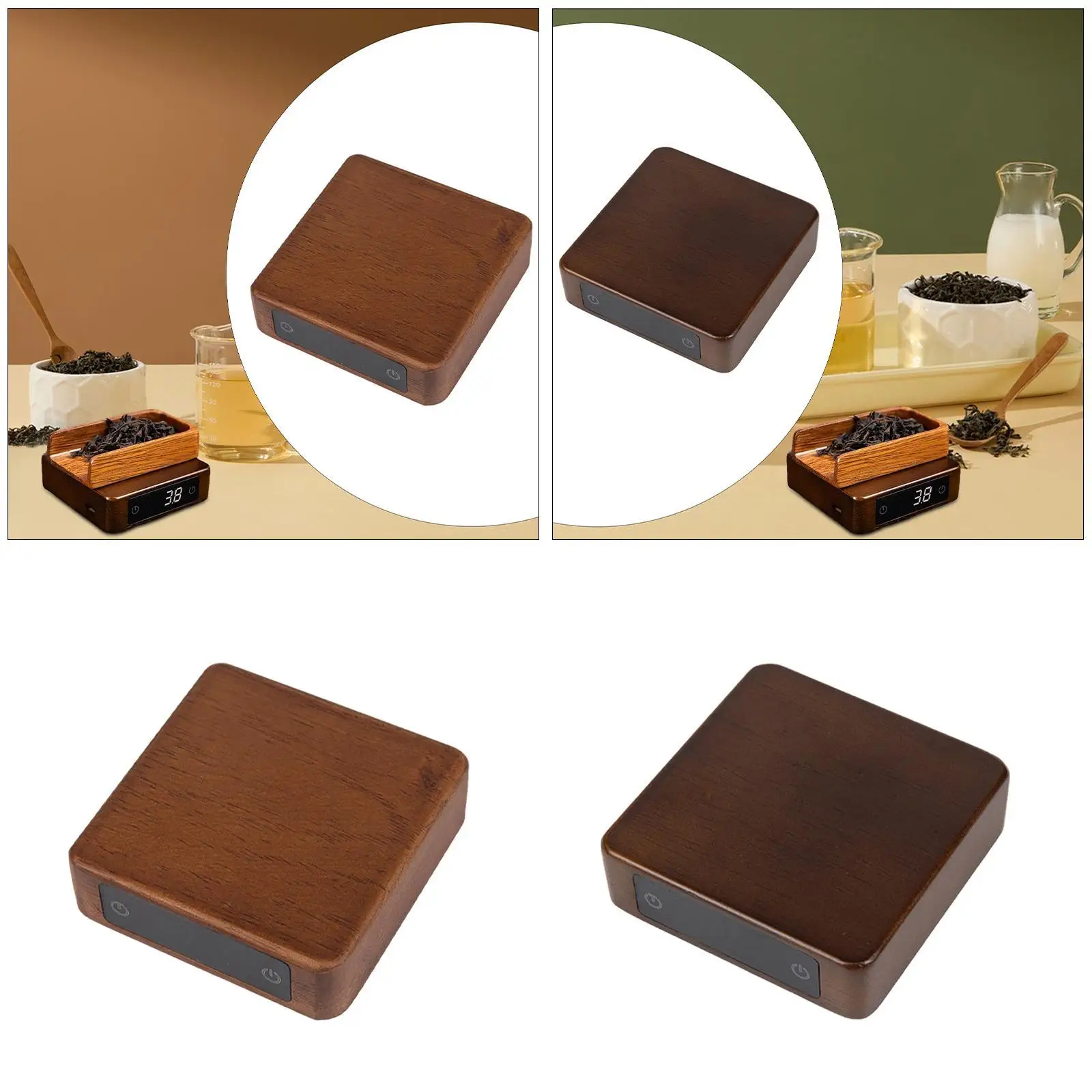 Coffee Scale Wooden Tea Brewing Portable Jewelry Scale Usb-c Charging High Accuracy 500G/0.1G Kitchen Scale Loose Leaf Tea Scale