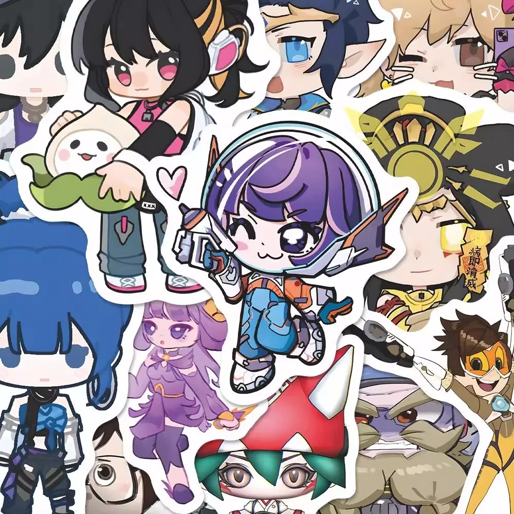 10/48Pcs Cute Overwatch Creative Fun Sticker for DIY Notebook Suitcase Water Bottles Toy Helmet Decoration Waterproof Desktop