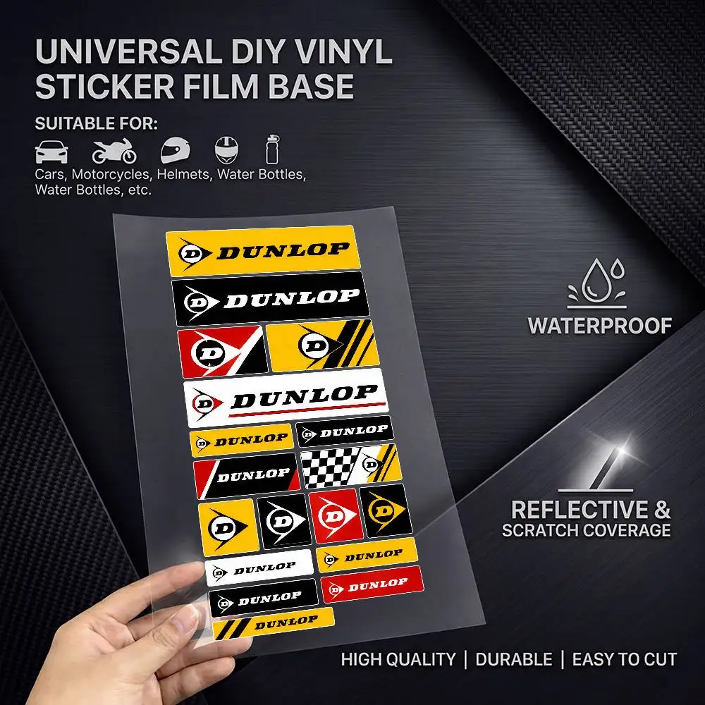 For Dunlop Fashion Universal Scratch Resist Reflective Waterproof Stickers For Auto Motorcycle Helmet Mug Refrigerator