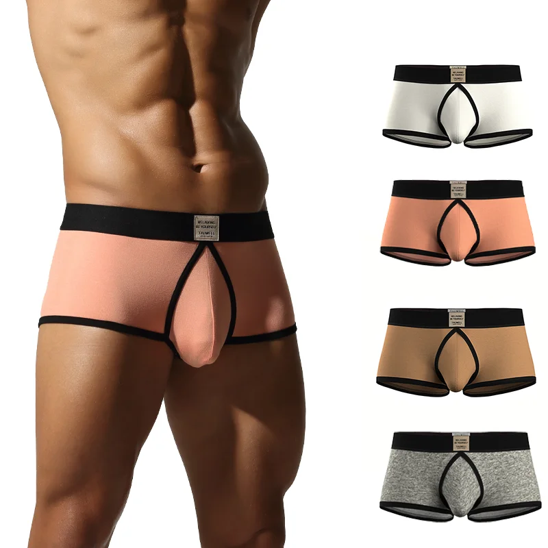 

Men's Cotton Boxer Briefs with Pouch Breathable Comfortable Soft Underwear for Adults 18+ Multiple Colors Available