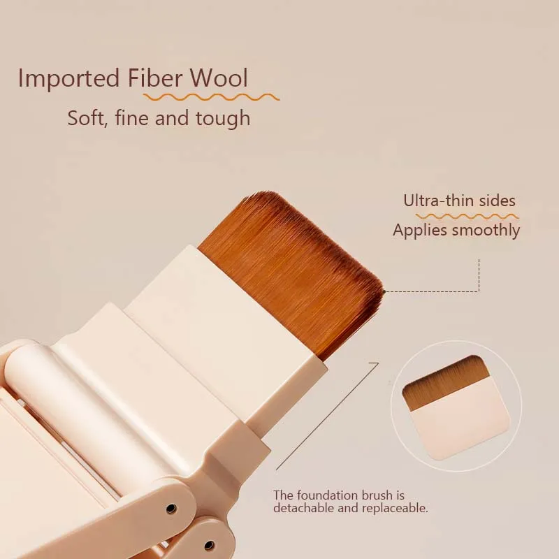 跡が残らないソフトブラシパフセット、超薄型ポータブル、パフミラー内蔵、完璧なベースメイクブラシ