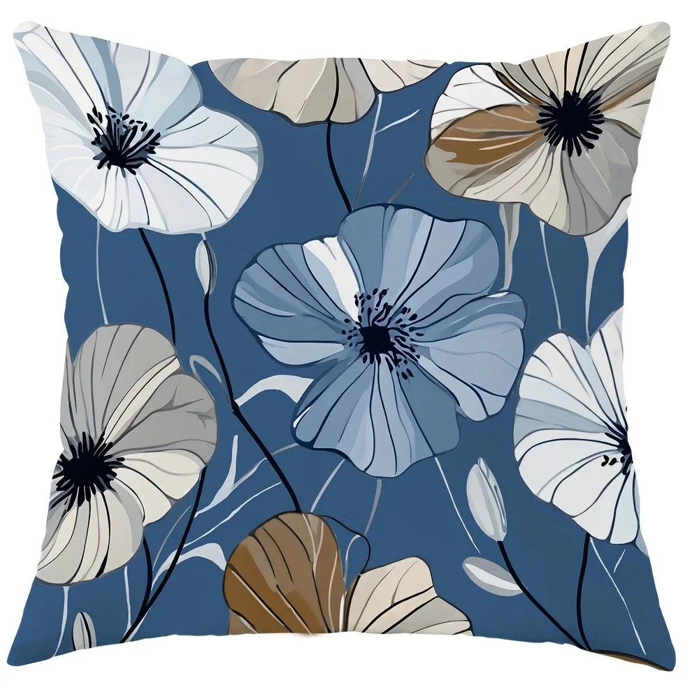 Toned Floral Elegance PillowcasesLiving Room Sofa Cushion Cover, Soft and Comfortable, Bedroom Room Decoration