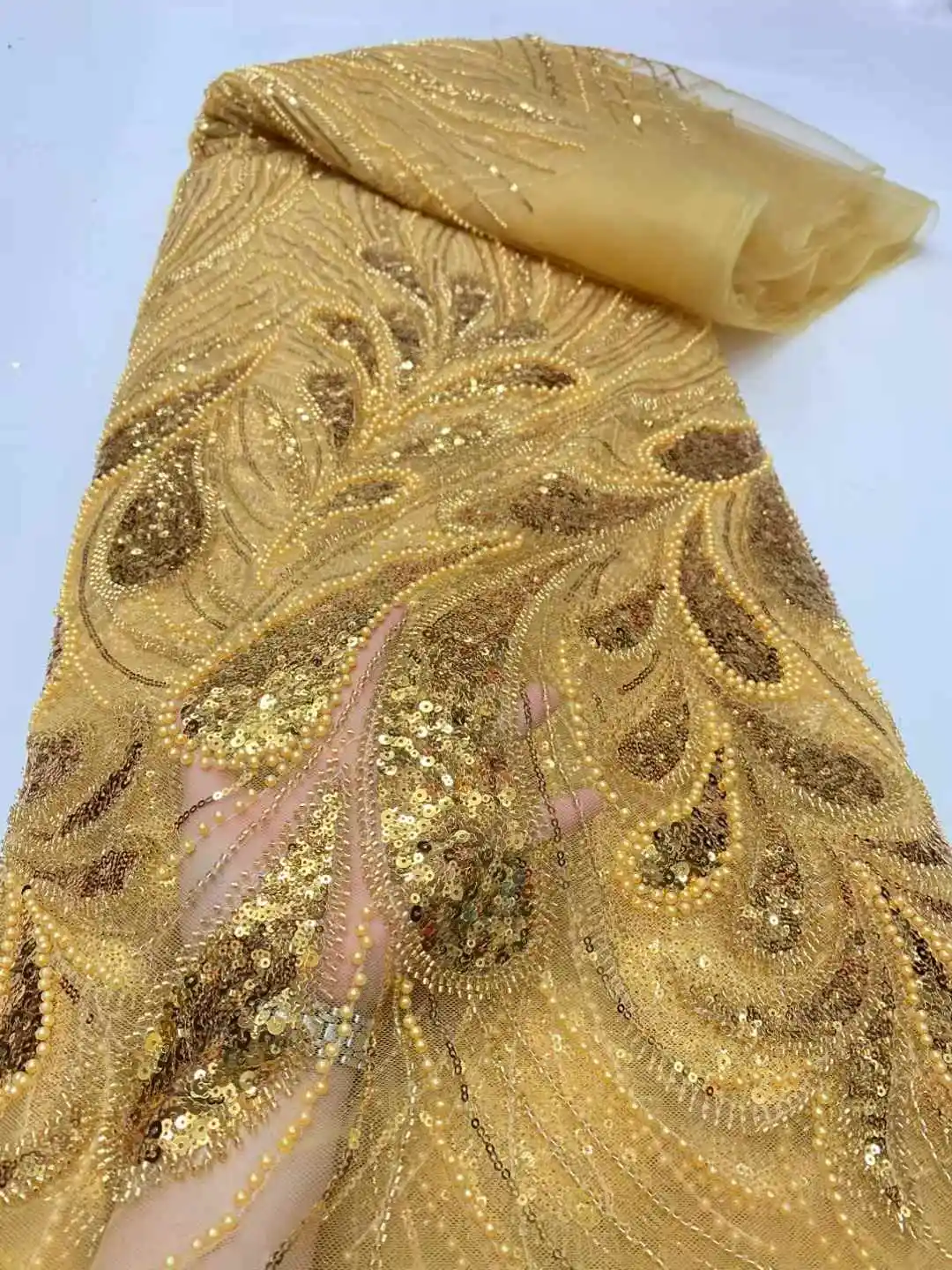 نسيج الدانتيل الأفريقي 2025 الترتر مطرز التطريز العريس النيجيري الزفاف عالية الجودة الفرنسية تول أقمشة الدانتيل لحفل الزفاف