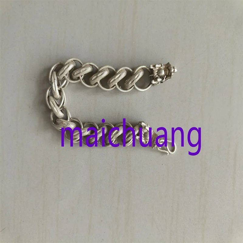 Mai Chuang/ Tibetan Silver Imitate Ancient Domineering Dragon Head Chain Bracelet Men  Women Fashion Personalized Jewelry Gifts