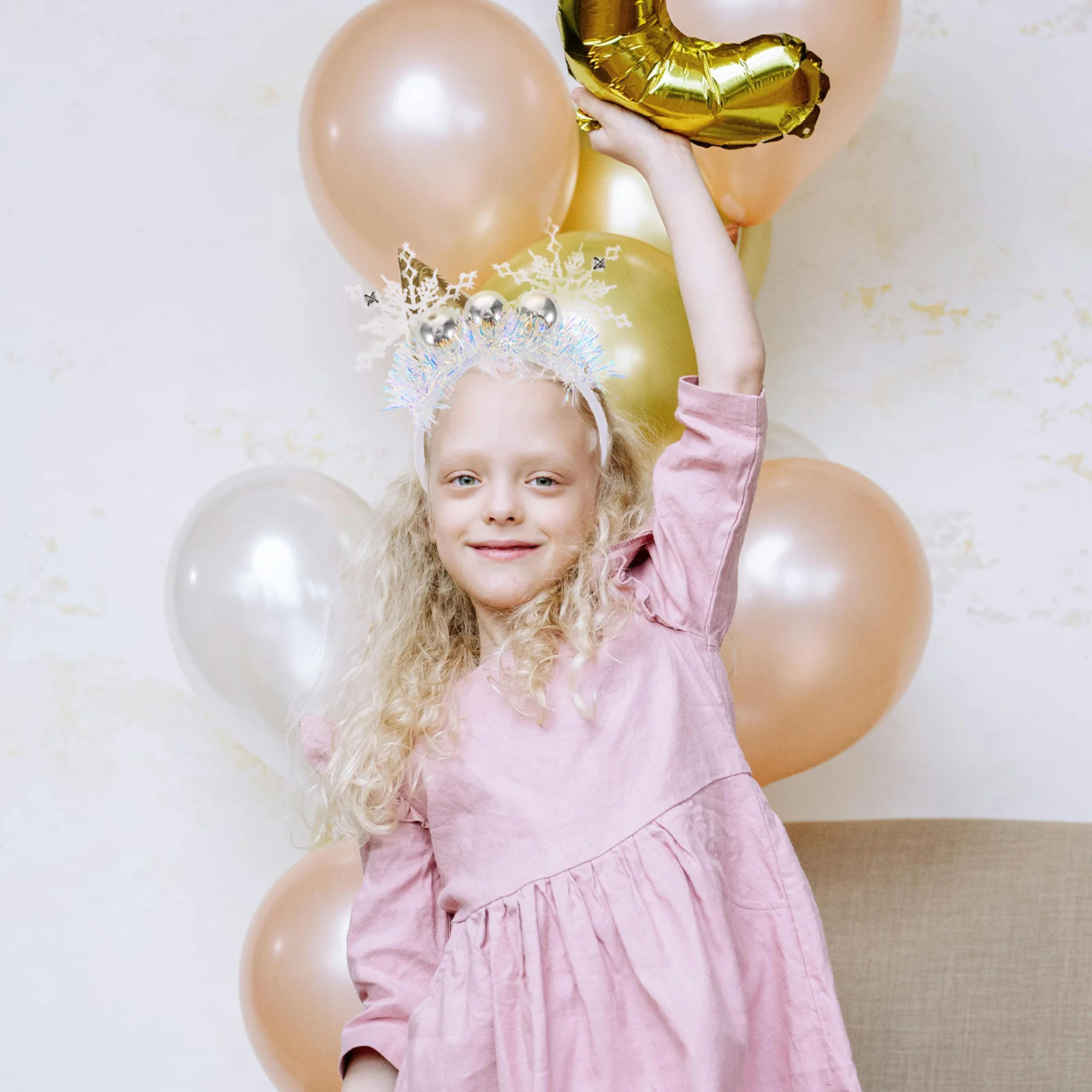 

2pcs Christmas Snowflake Headband Girls Winter Hair Hoops Lightweight Holiday Party Headwear For New Year Role-Playing Glitter