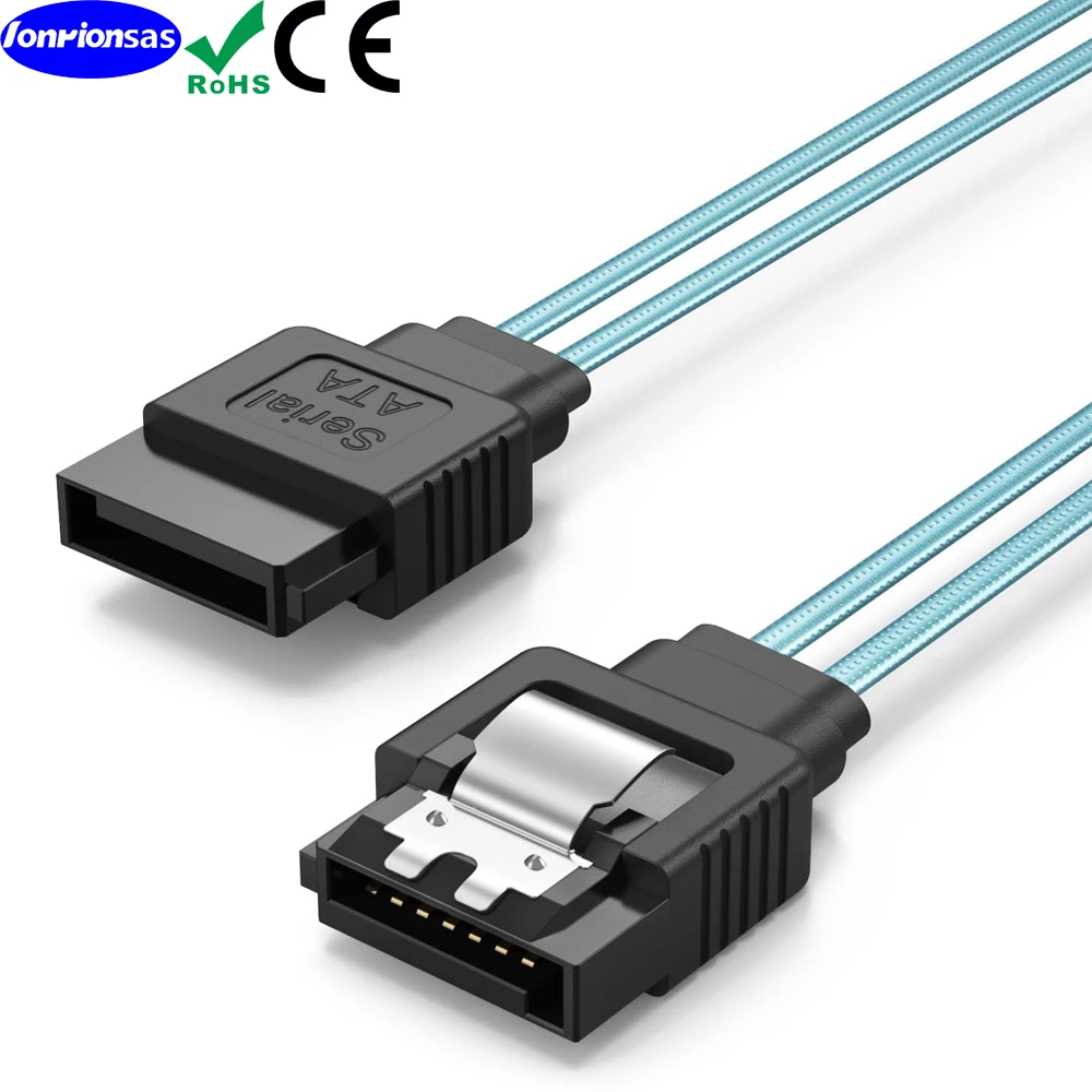 SATA Cable III SATA to SATA III Straight 12Gbps HDD SDD Data Cable with Locking Latch Compatible for SATA HDD, SSD, CD Driver