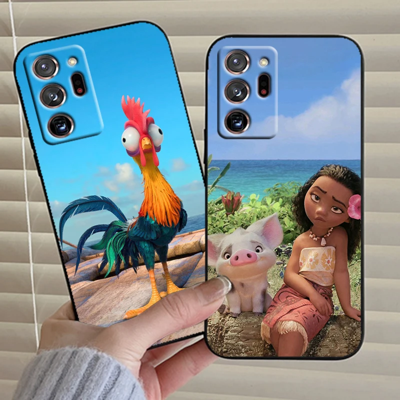 Disney Moana Ocean Cute per Samsung Note 20 10 Ultra Plus A31 A14 A12 A70 A34 A25 A04 A05 A15 A24 5G custodia nera per telefono Funda