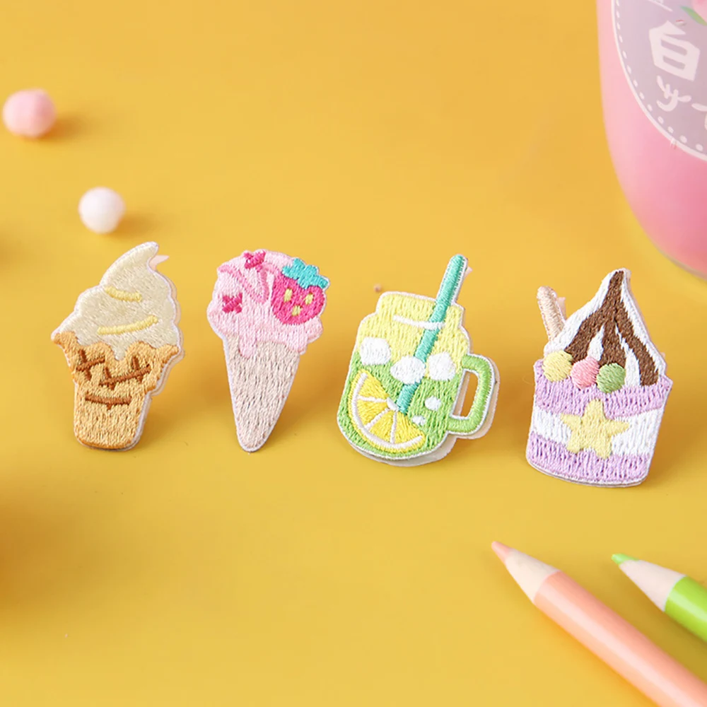 1 قطعة عصا التطريز على التصحيح الآيس كريم مخروط الشوكولاته مثلجات الليمون الصودا الملابس DIY بها بنفسك الديكور زين ذاتية اللصق #1