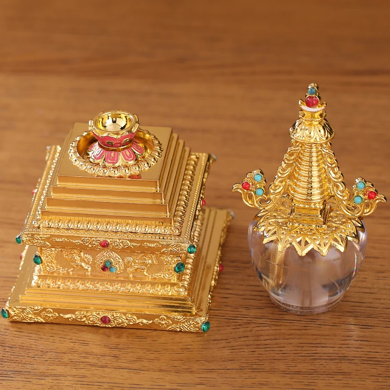 Crystal Bodhi pagoda stupa provides household offerings to open the transparent ornaments gift box of the stupa.