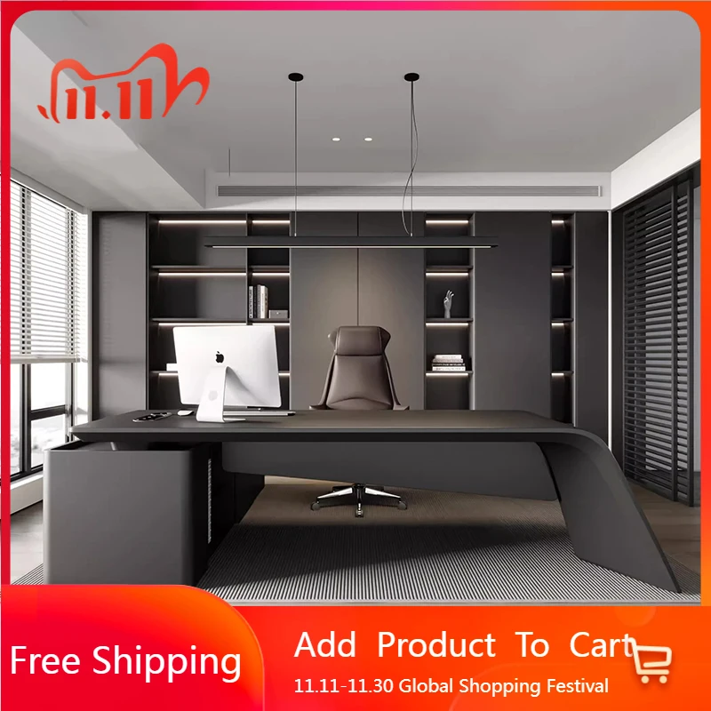 

Long Executive Office Desk Modern Wooden Luxury Storage Reception Office Desk Aesthetic Display Escrivaninha Trendy Furniture