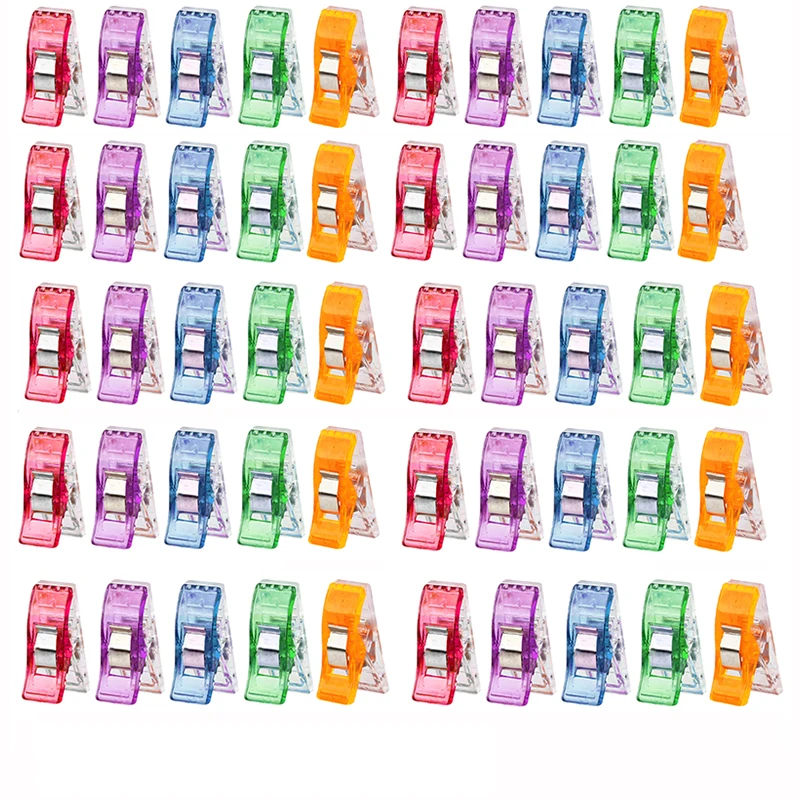 50PCS Sewing Clips Colorful Clips Multipurpose Plastic Craft Crocheting Knitting Safety Clothing Clips Color Binding Clips Paper