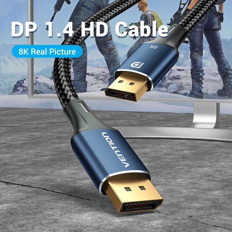 Vention-Cable 8K DisplayPort 1,4, 144Hz, 60Hz, 4K, HDR, 165Hz, puerto de pantalla, Cable de Audio de 32,4 Gbps, para vídeo, PC, portátil, TV, 1,4 DP, 5m