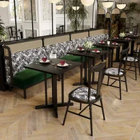 Commercial Table and Chair Combination French Retro Booth Sofa Chair Combination Western Restaurant Dining Table and Chair 2