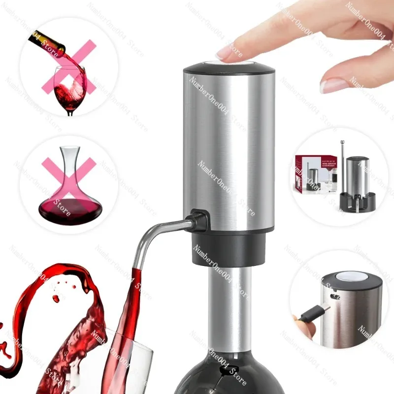 

Electric Decanter Wine Dispenser Red Wine Automatic Pouring Fast Stainless Steel Easy Type-c Charging Party