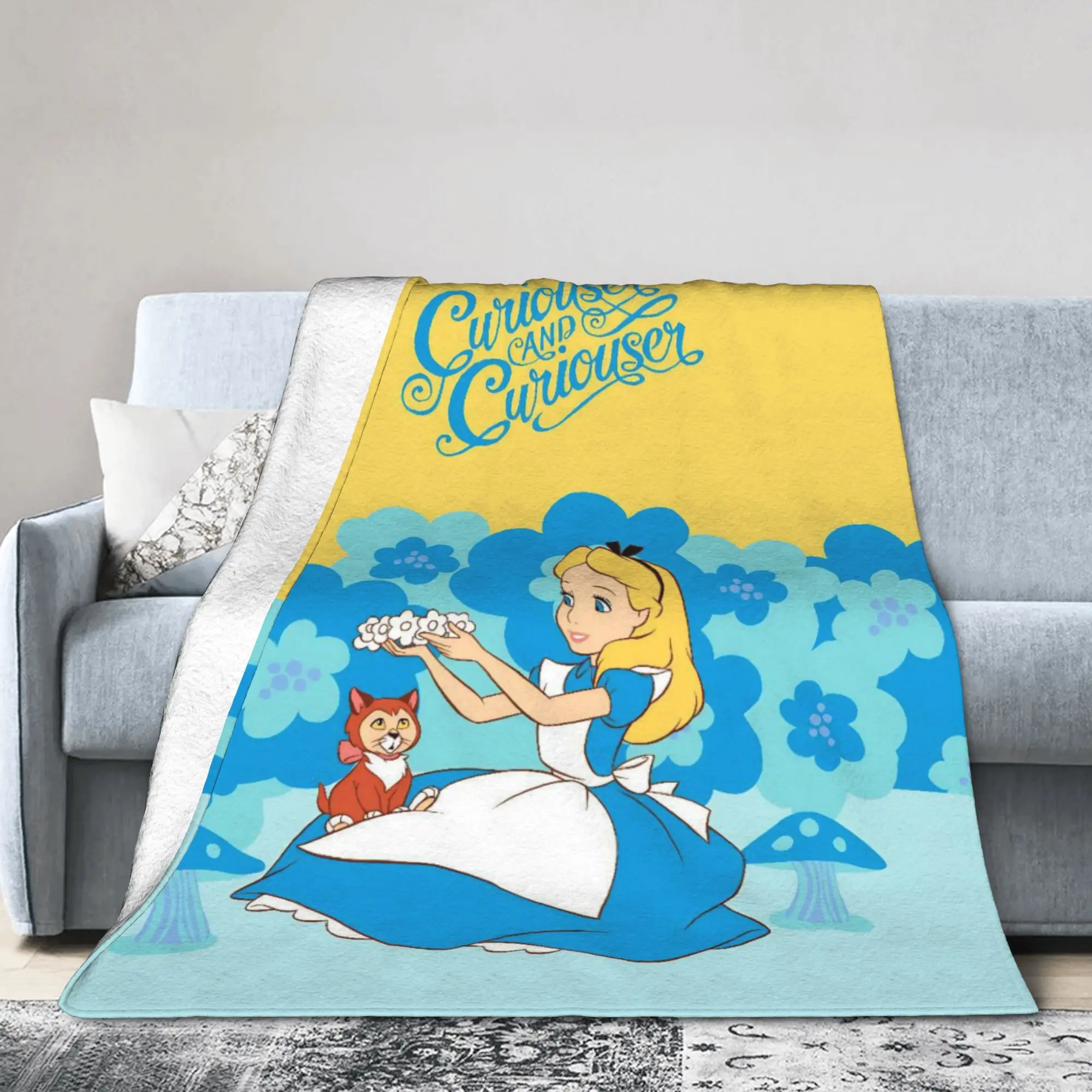 

Alice in Wonderland Blanket Fleece Autumn/Winter Breathable Lightweight Thin Throw Blankets for Sofa Bedroom Bedspreads