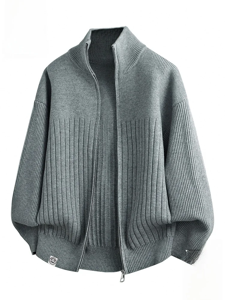 

Мужской теплый вязаный свитер Paul Frank, повседневный, свободного кроя, однотонный, простой, осенняя новинка, открытый кардиган, мягкий, из смесового полиэстера