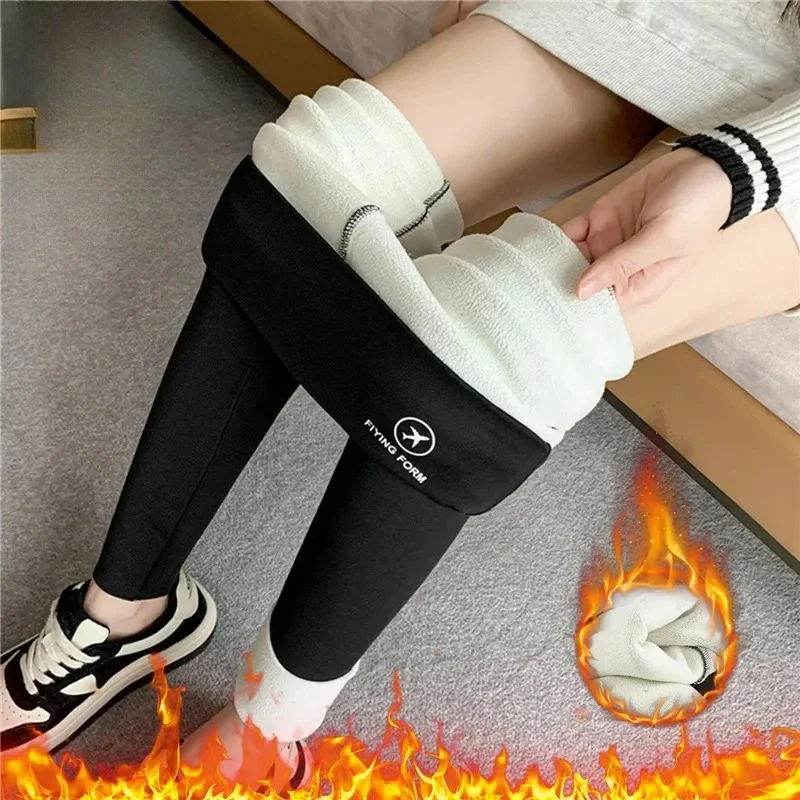 High-Waisted Winter Women Leggings Add Plush Fleece Slimming Tights Warm Trousers Casual Cashmere Pants For Women