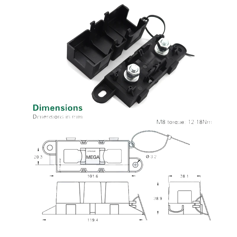 【1PCS】ANM-H3 32V MEGA Fuse Block ANL Bolt-on Blade Fuse Holder Flat Type Fuse For Car Boat Motorcycle 30A 40A 50A【30A-500A】