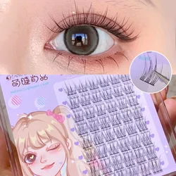 Anlinnet Fishtail Mixed Natural False Eyelashes 10 Rows Self-Grafting Single Cluster Cartoon Hyaline Stalk Eye Lash Makeup