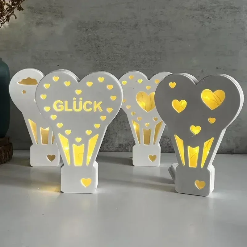 New Hot Air Balloon Silicone Mold Gypsum DIY Star Love House Decoration Mold Tea Light Candle Holder Cement Plaster Mould