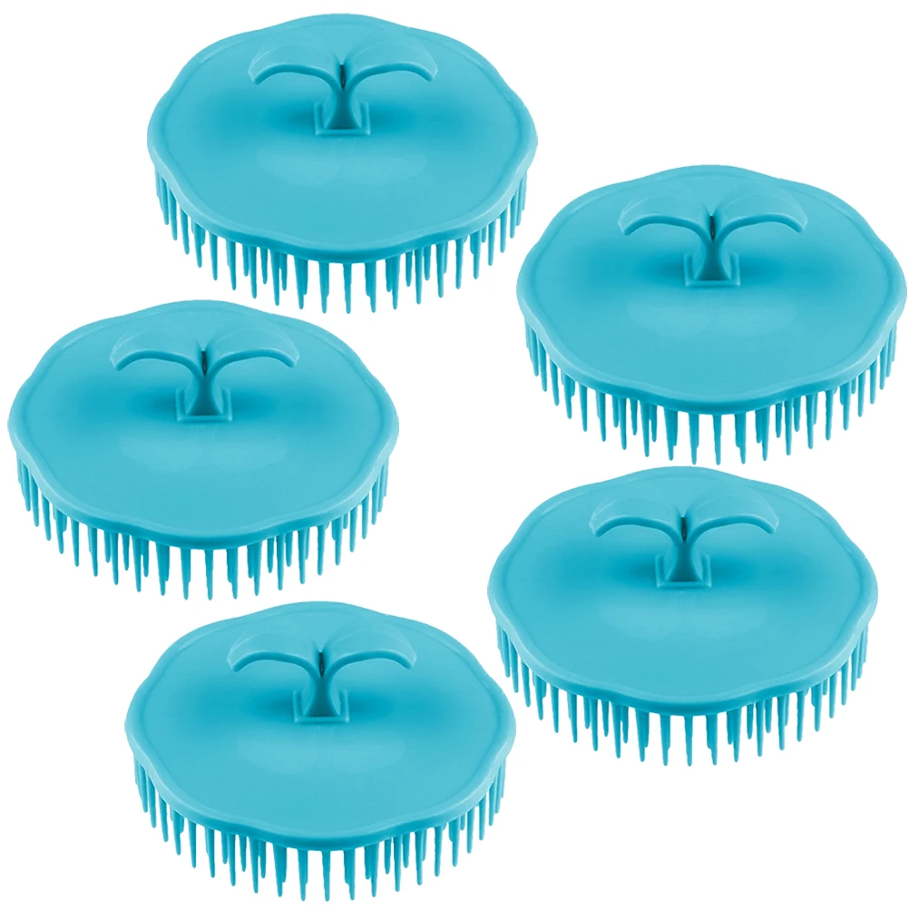 

5pcs Shampoo Brush Massage Comb Hair Combs Bath Hairstyling Tool Shower Scrubber Round Shape Durable Practical Removable Clean