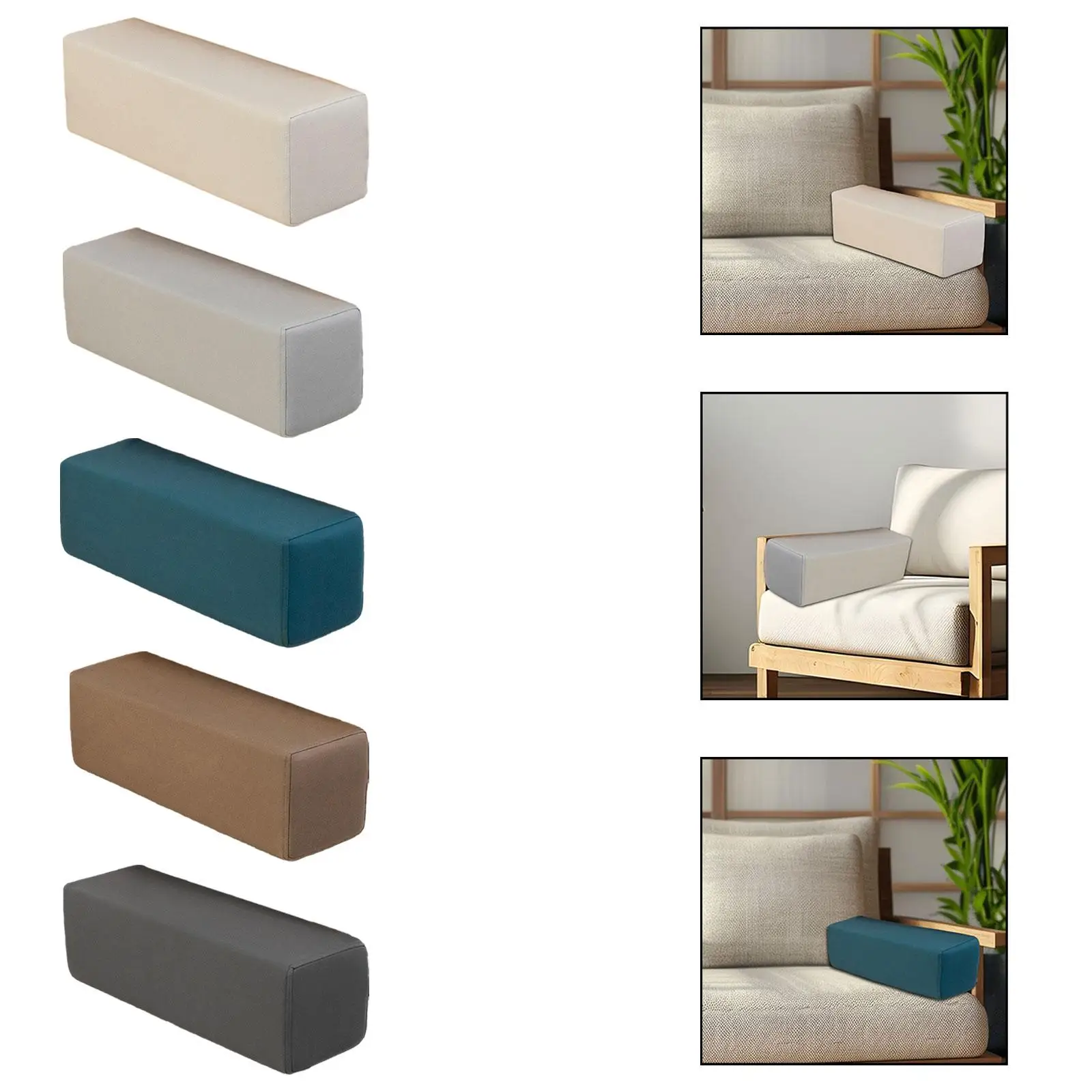 Couch Arm Rest Pillow Premium Zipper Design Rectangular Removable Pillowcase Armrest for Bedroom Living Room Sofa Bed Home