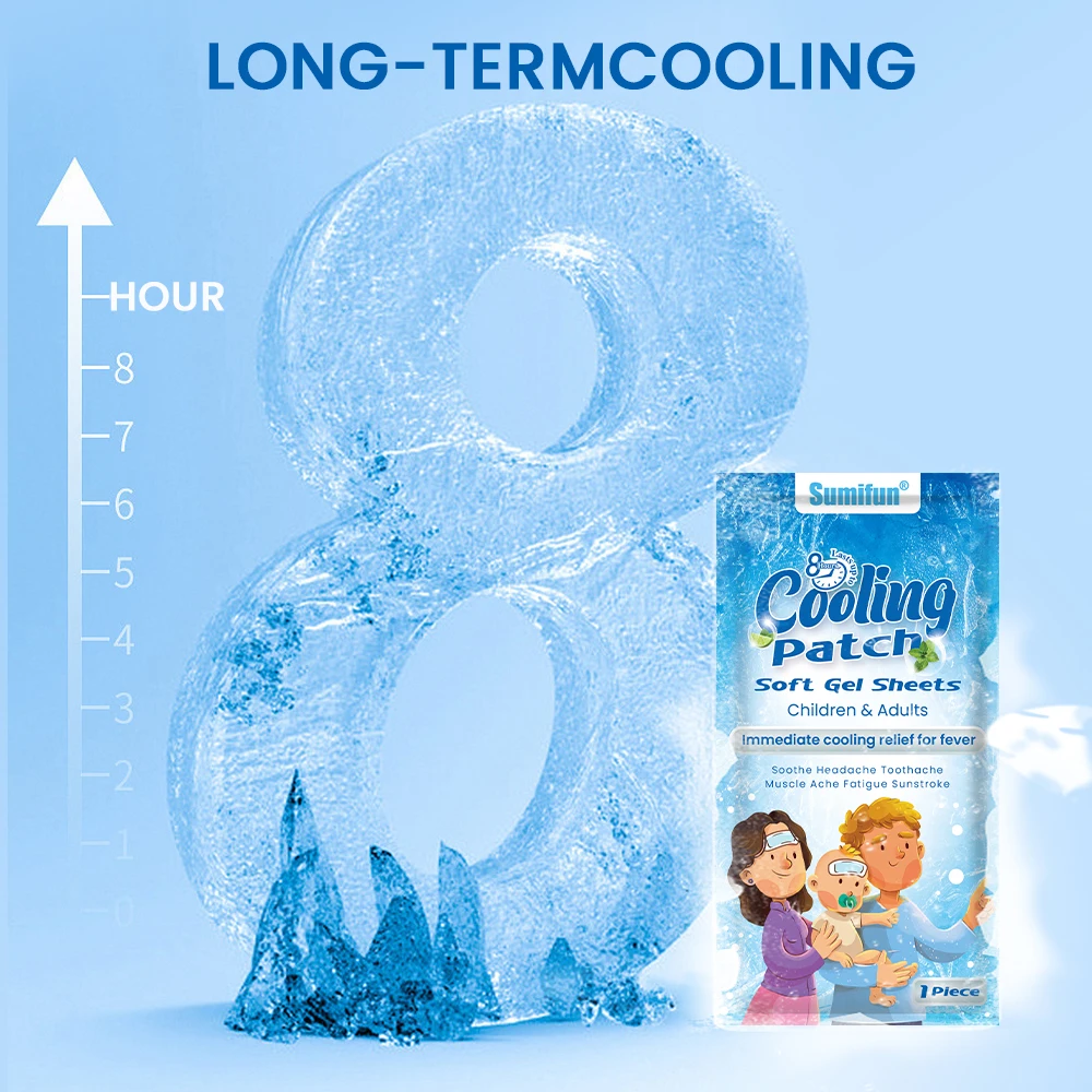 1-10bags Sumifun Fever Down Cooling Patch for Child Adult Low Temperature Ice Gel Pads Treat Headache Cold Heatstroke Sticker