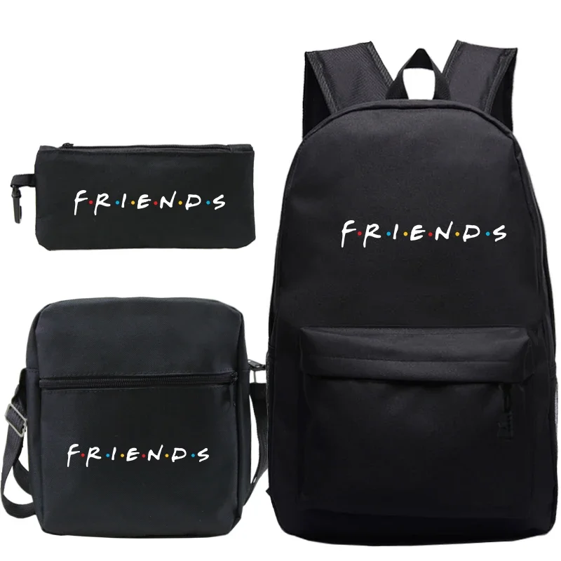 

3 Pcs Set Friends Backpack School Bags Prints Knapsack for Teenagers Girls Boys Travel Bagpack Children 3pcs Teenager Backpacks