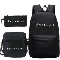 3 Pcs Set Friends Backpack School Bags Prints Knapsack for Teenagers Girls Boys Travel Bagpack Children 3pcs Teenager Backpacks