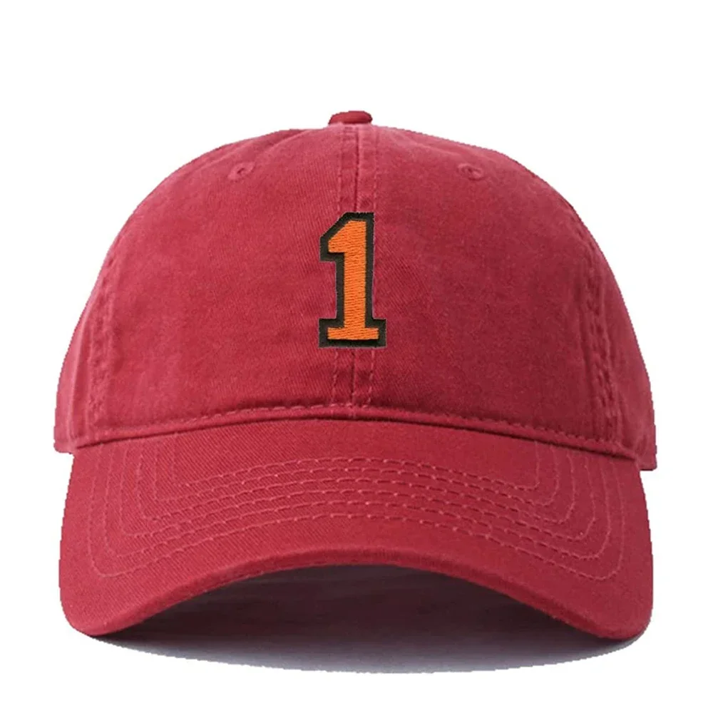 Men's Baseball Cap Number 1 Embroidery Hat Black Embroidered Casual Baseball Caps