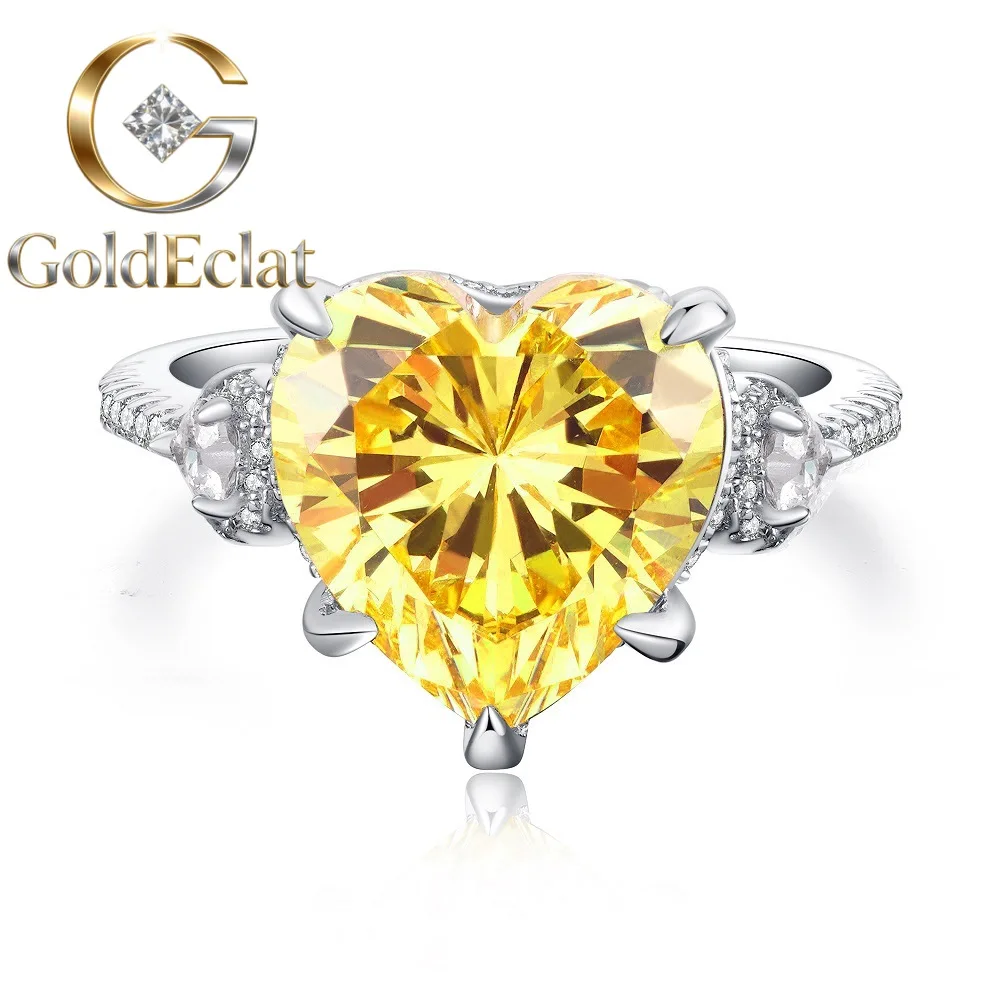 

Кольцо GoldEclat класса люкс из цельной платины PT950 для женщин, в форме сердца, полностью инкрустированное бриллиантами и муассанитами