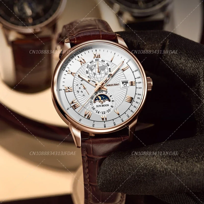 Versatile Watch For Men Trendy High end Light Quartz Watch Leather Strap Fake Three Eye Fashion Business Wristwatch