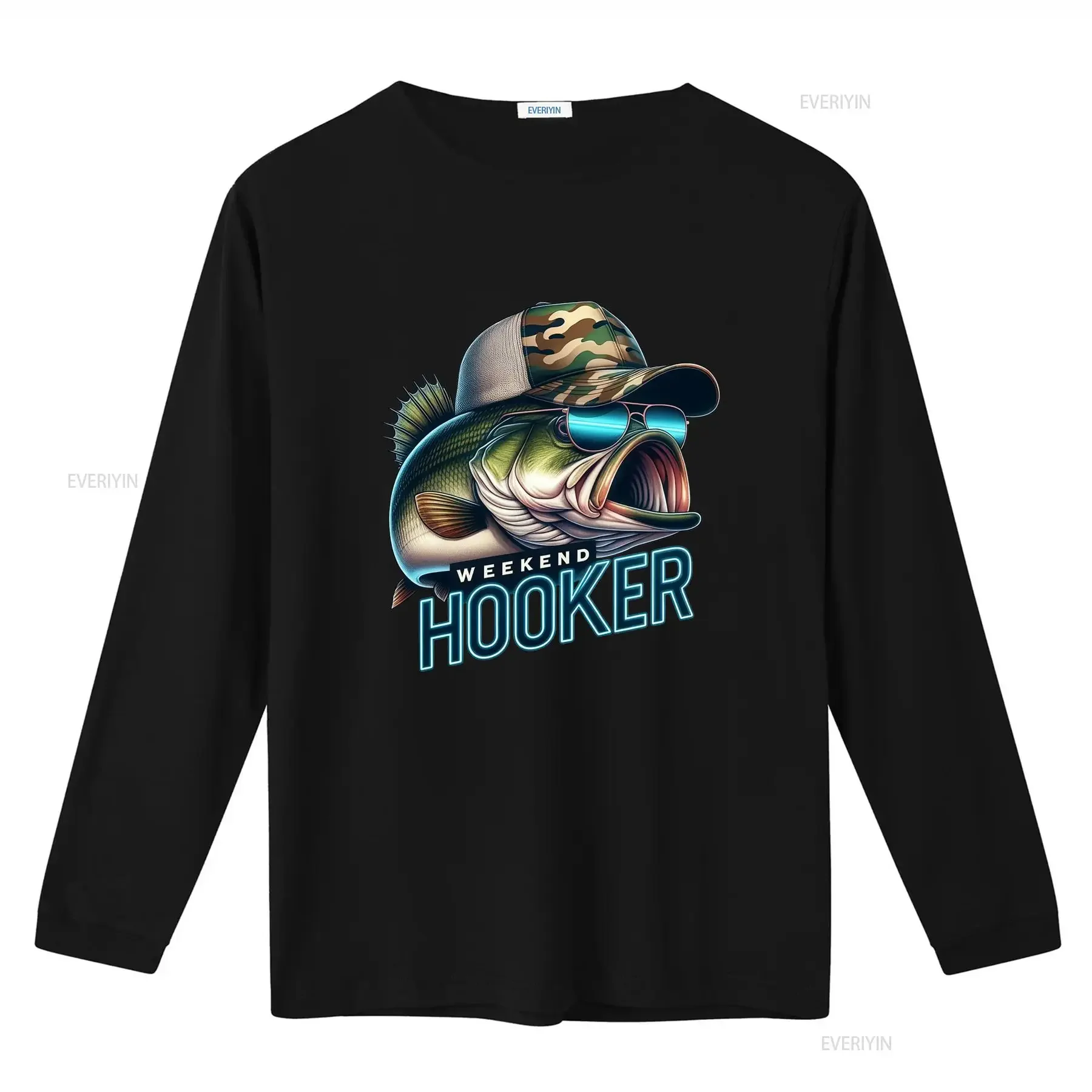 Weekend Hooker Fishing T Shirt Bass Fish Vibes Camping Outdoor Outfit for Dad Lake Design vintage Washed Breathable Unisex