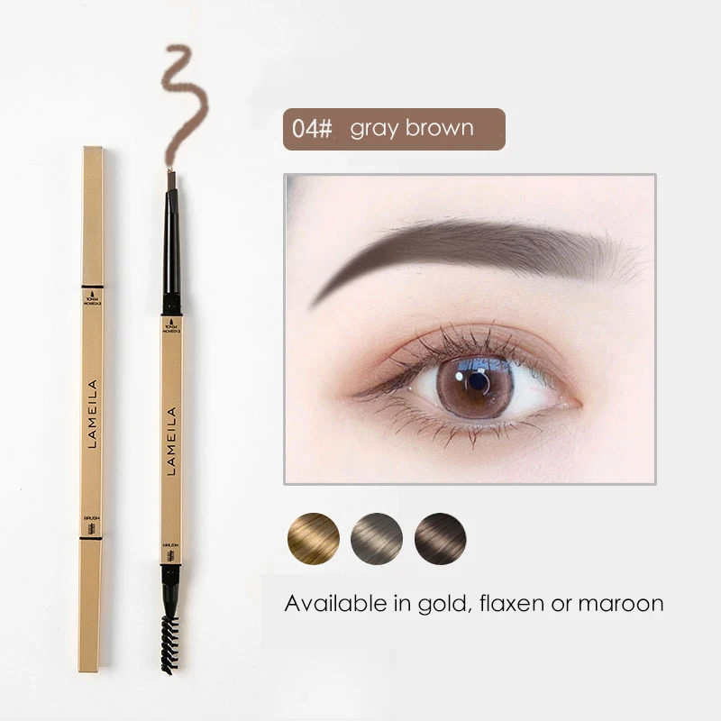 Ultra-fine eyebrow pencil with brush long-lasting non-fading anti-sweat ultra-fine eyebrow pencil, makeup tool for beginners