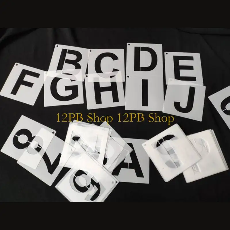 12PB 60Pcs Letter And Number Stencils Drawing Templates