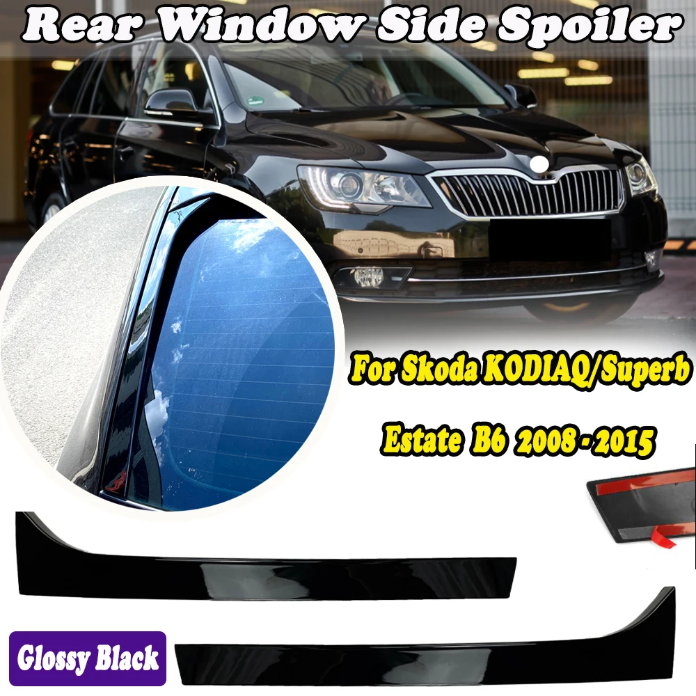 Pair Vertical Rear Window Side Spoiler Roof Spoiler Canards Splitter Sticker For Skoda Superb Estate B6 2008-2015 Exterior Parts