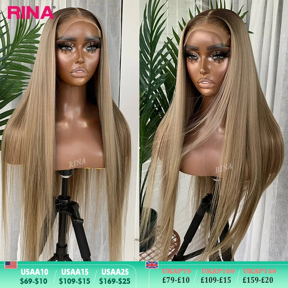 

Ombre Blonde 13X6 13X4 Прозрачный парик фронтальной части шнурка Прямой блондин с корнями 1B Парик из человеческих волос Парик фронта шнурка 5X5 Парик с застежкой