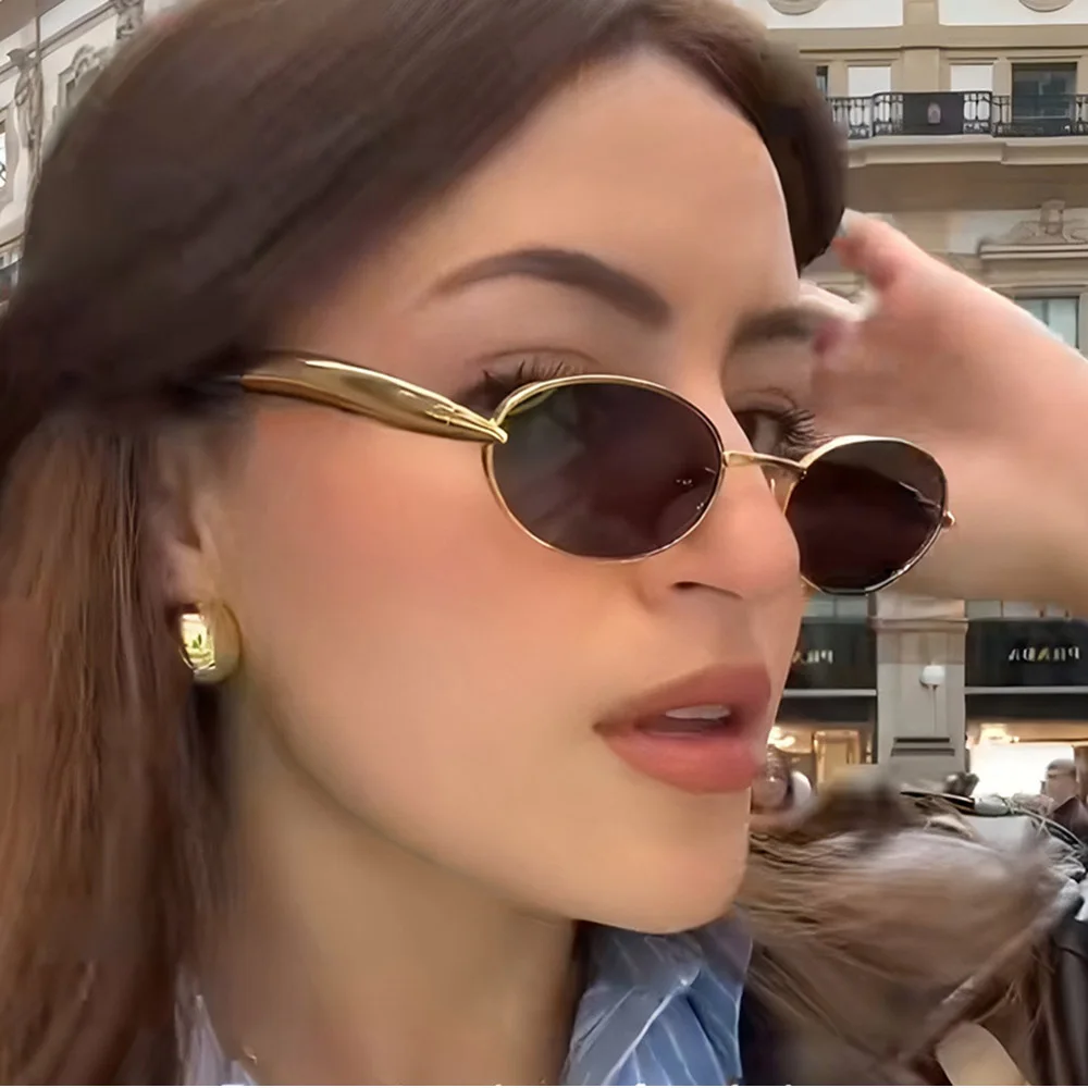 Neue Mode Oval Sonnenbrille Frauen Steampunk Gläser Vintage Sonnenbrille Luxus Dropshipping Lunette Soleil Femme Zonnebrillen Dames – Detail 1