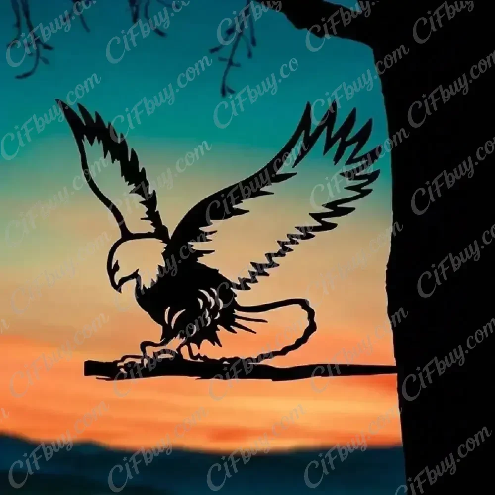 CIFBUY Flying Eagle Silhouette Metal Sign Rust Proof Waterproof Iron Wall Art Home Garden Yard Indoor Outdoor Decor