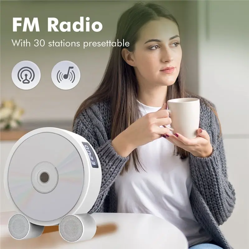 ABFN-FM Radio CD Player MP3 Music Album Player Portable Home Disc Recorder Disc Player